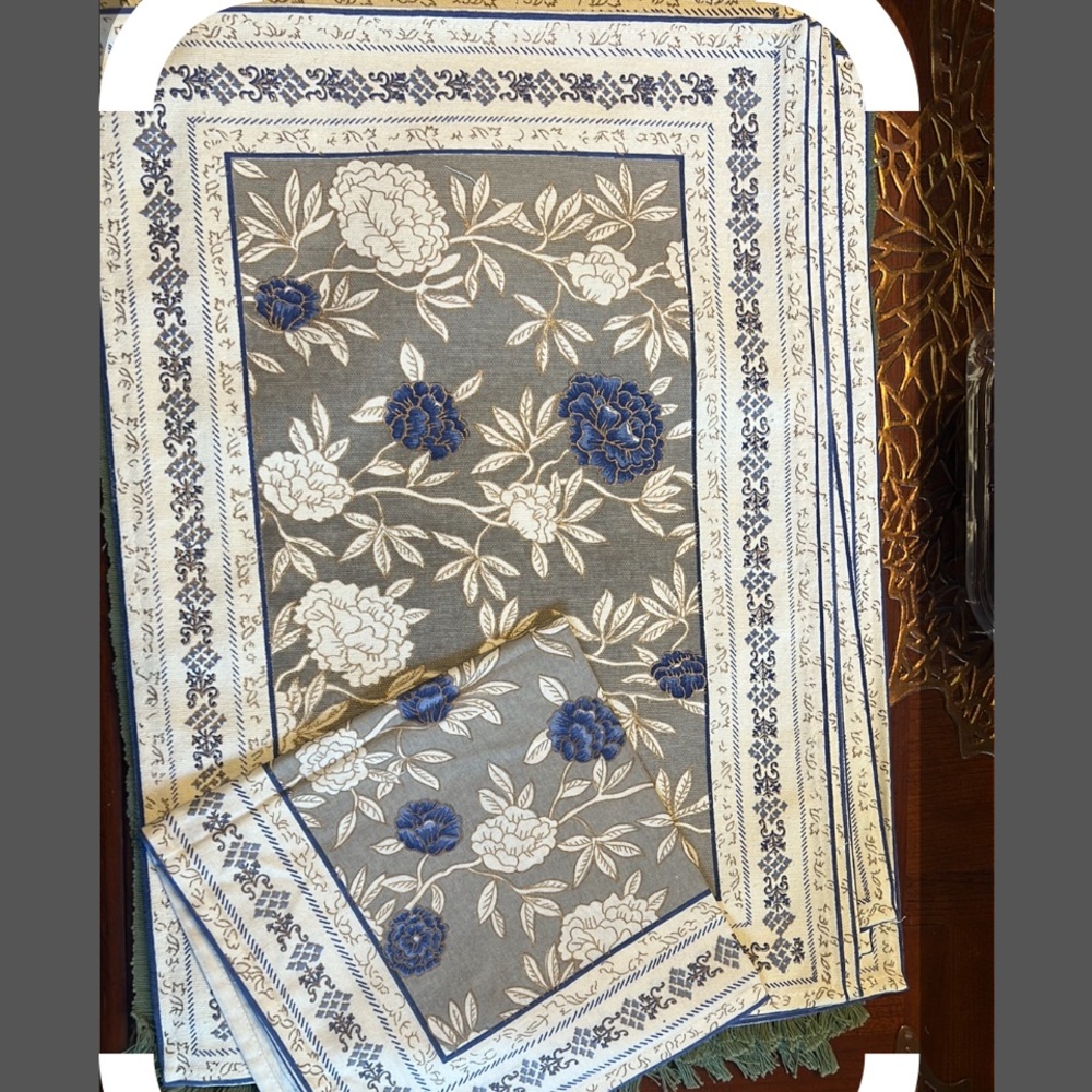 Floral Gray and Blue  Set